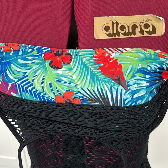 Mesh One Piece Aqua Rose Swimsuit - Picture 5 of 10